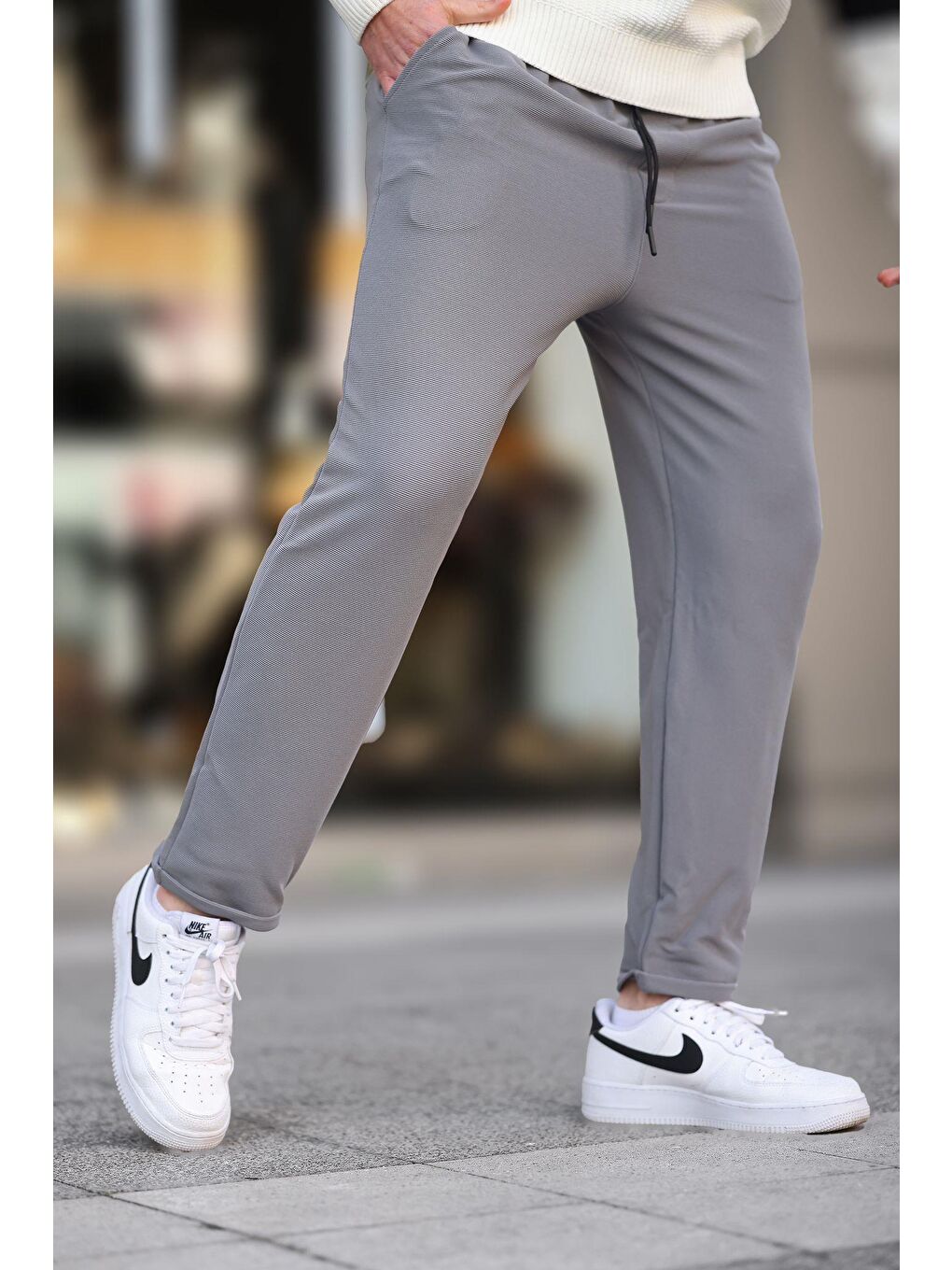Gri Füme Basic Waffle Kumaş Erkek Pantolon 6509-1