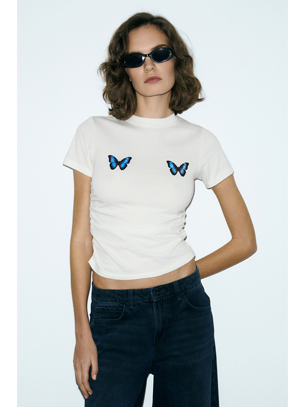 Vunıka Kadın Yumuşak Kumaşlı Baskı Detaylı Slim Fit Beyaz T-shirt-1