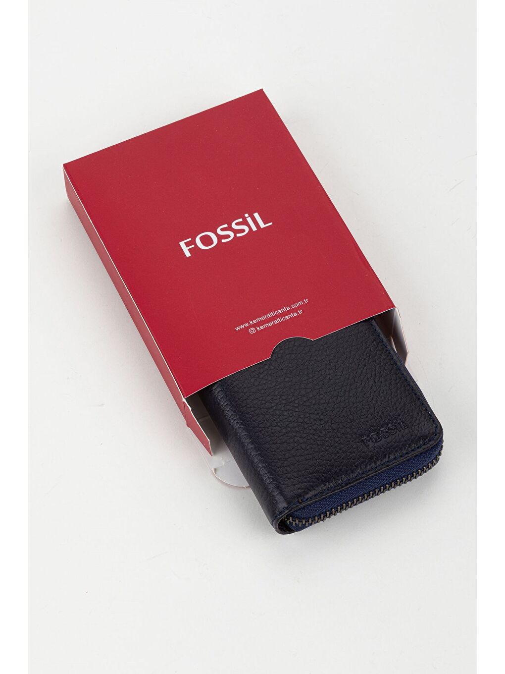Kutulu Hakiki Deri Lacivert Fermuarlı El Portföyü Kartlık Cüzdan-7