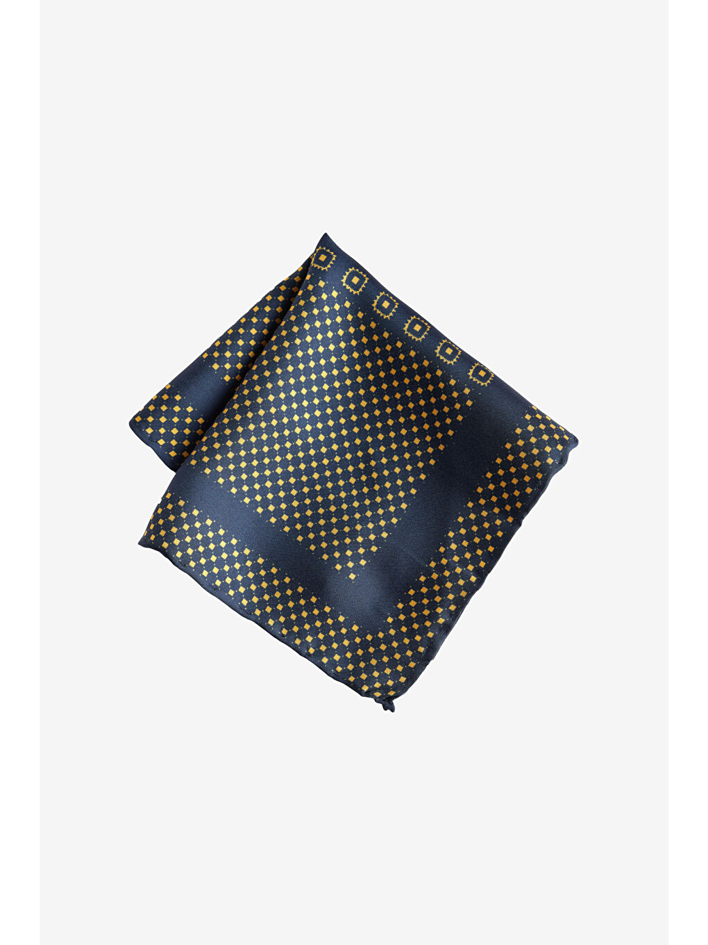 Erkek Lacivert-Sarı Desenli İpek Mendil