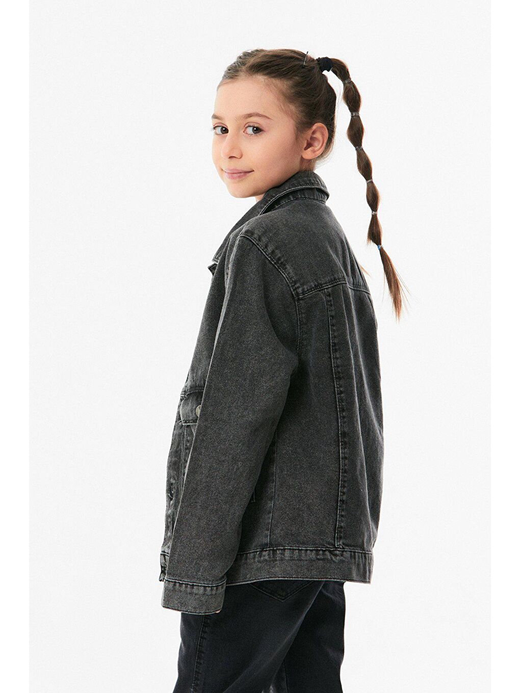 Antrasit Çift Cepli Kız Çocuk  Ceket-2