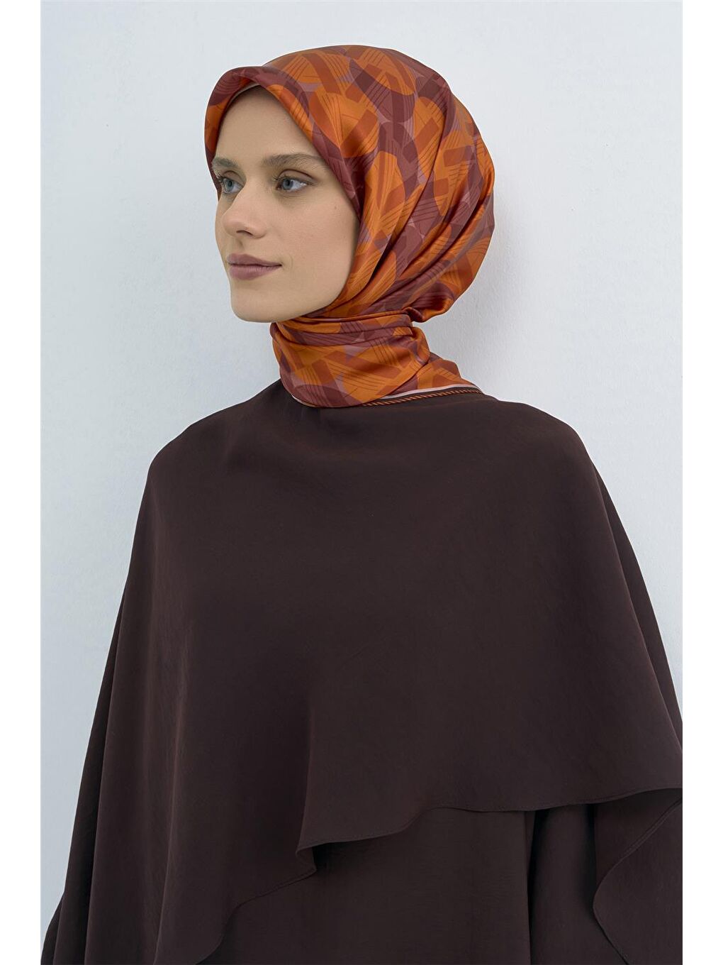 Turuncu Saf İpek Twill Eşarp 9541D 36-2