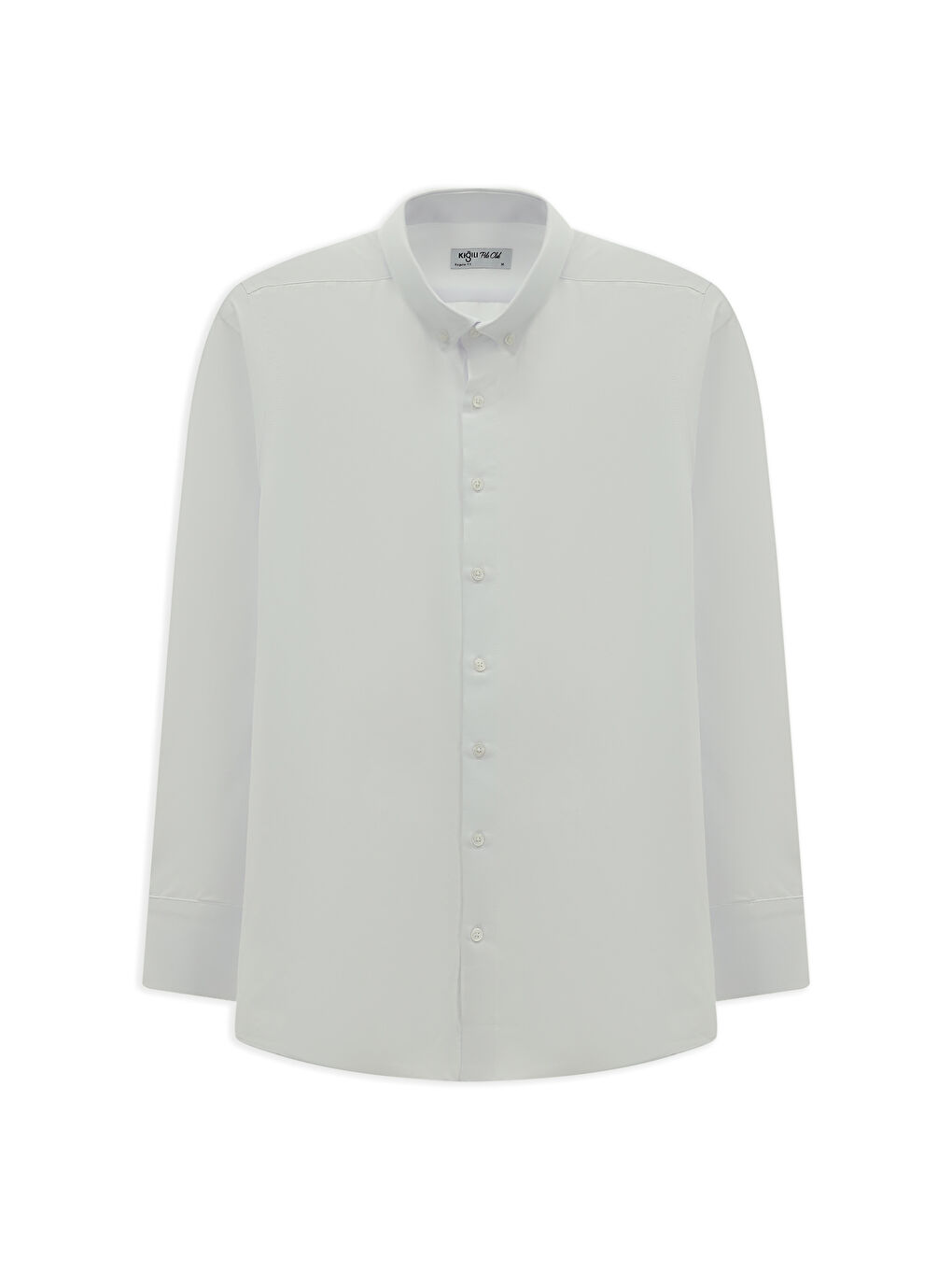 Beyaz Uzun Kol Regular Fit Düğmeli Yaka Pamuklu Kolay Ütülenebilir Gömlek