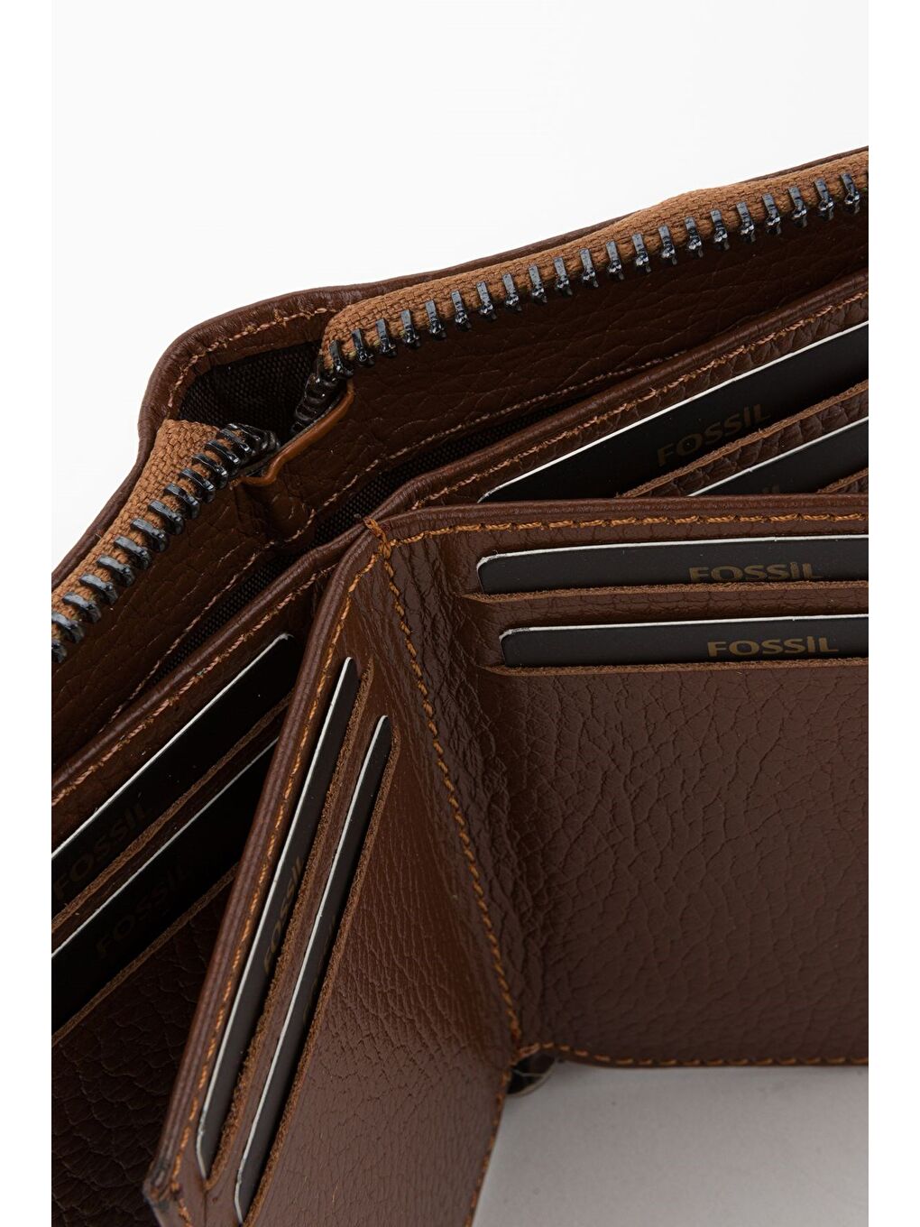 Kahverengi Kutulu Hakiki Deri Lacivert Fermuarlı El Portföyü Kartlık Cüzdan-2