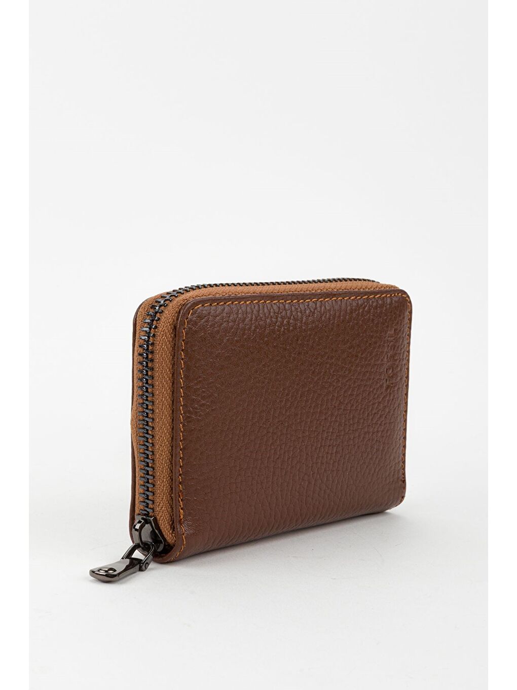 Kahverengi Kutulu Hakiki Deri Lacivert Fermuarlı El Portföyü Kartlık Cüzdan-3