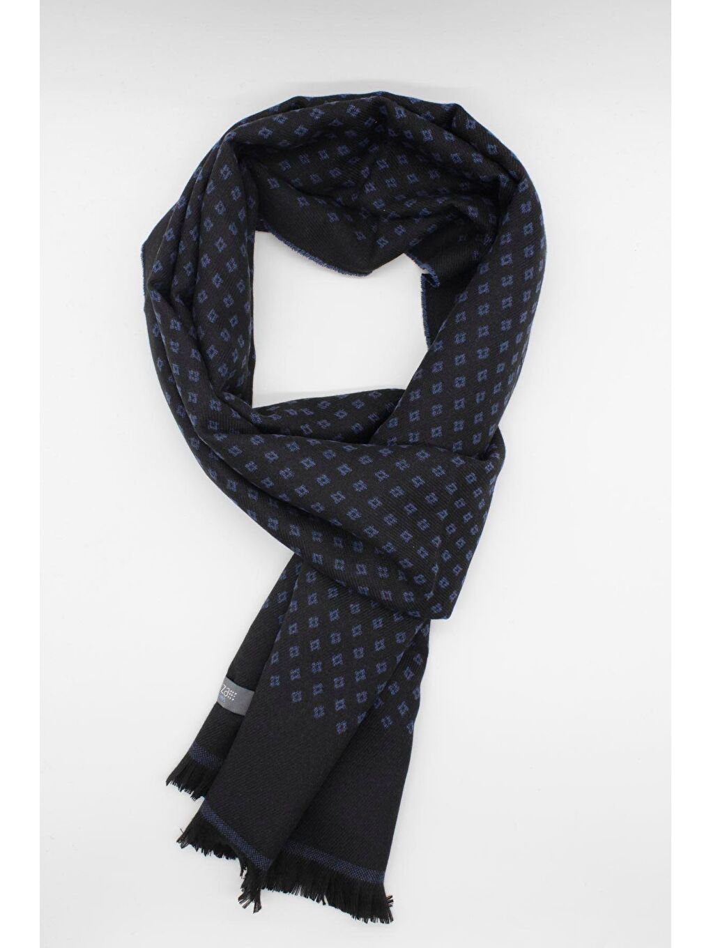 Koyu Lacivert Desenli Kaşkol 1067245104_200