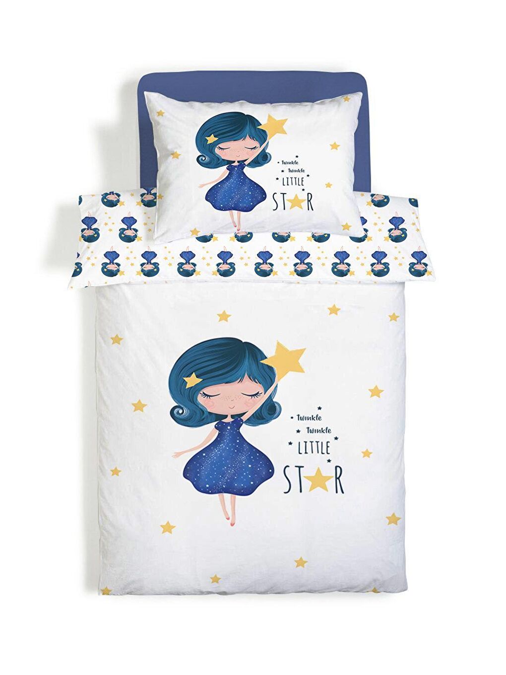 Karışık Çift Taraflı Kız Desenli Çarşafsız Takım Tek Kişilik Nevresim Takımı 160x220 Cm-1