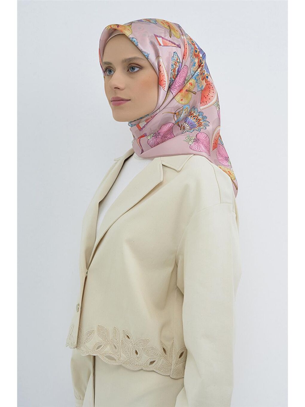 Pembe Saf İpek Twill Eşarp 9532D 05