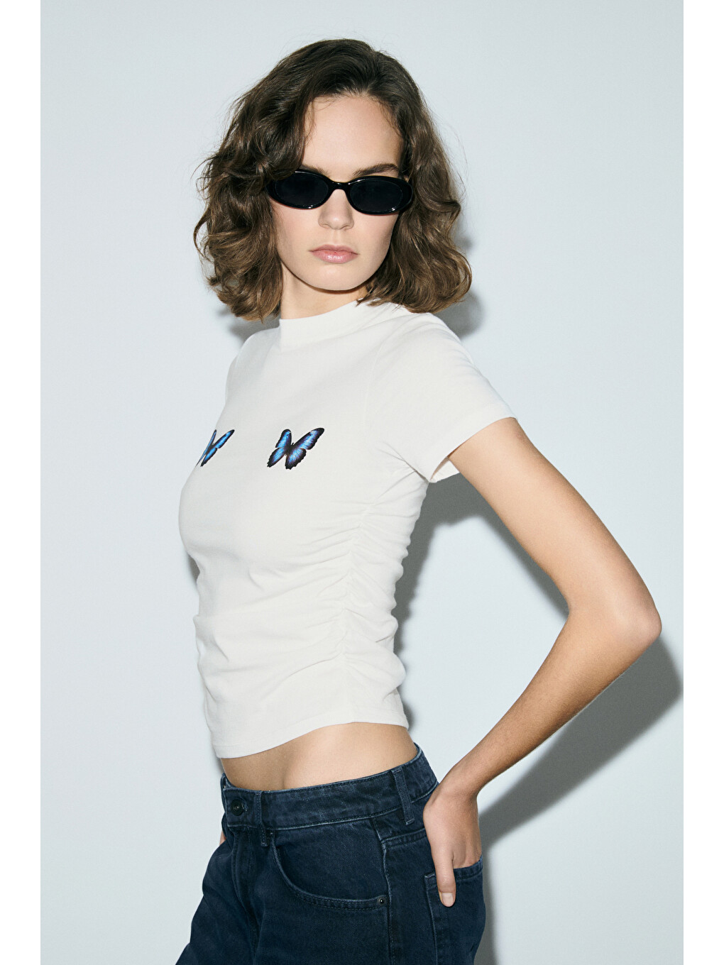 Vunıka Kadın Yumuşak Kumaşlı Baskı Detaylı Slim Fit Beyaz T-shirt-2