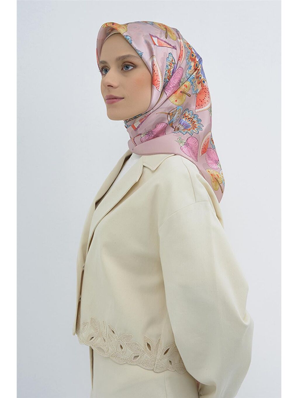 Pembe Saf İpek Twill Eşarp 9532D 05-2