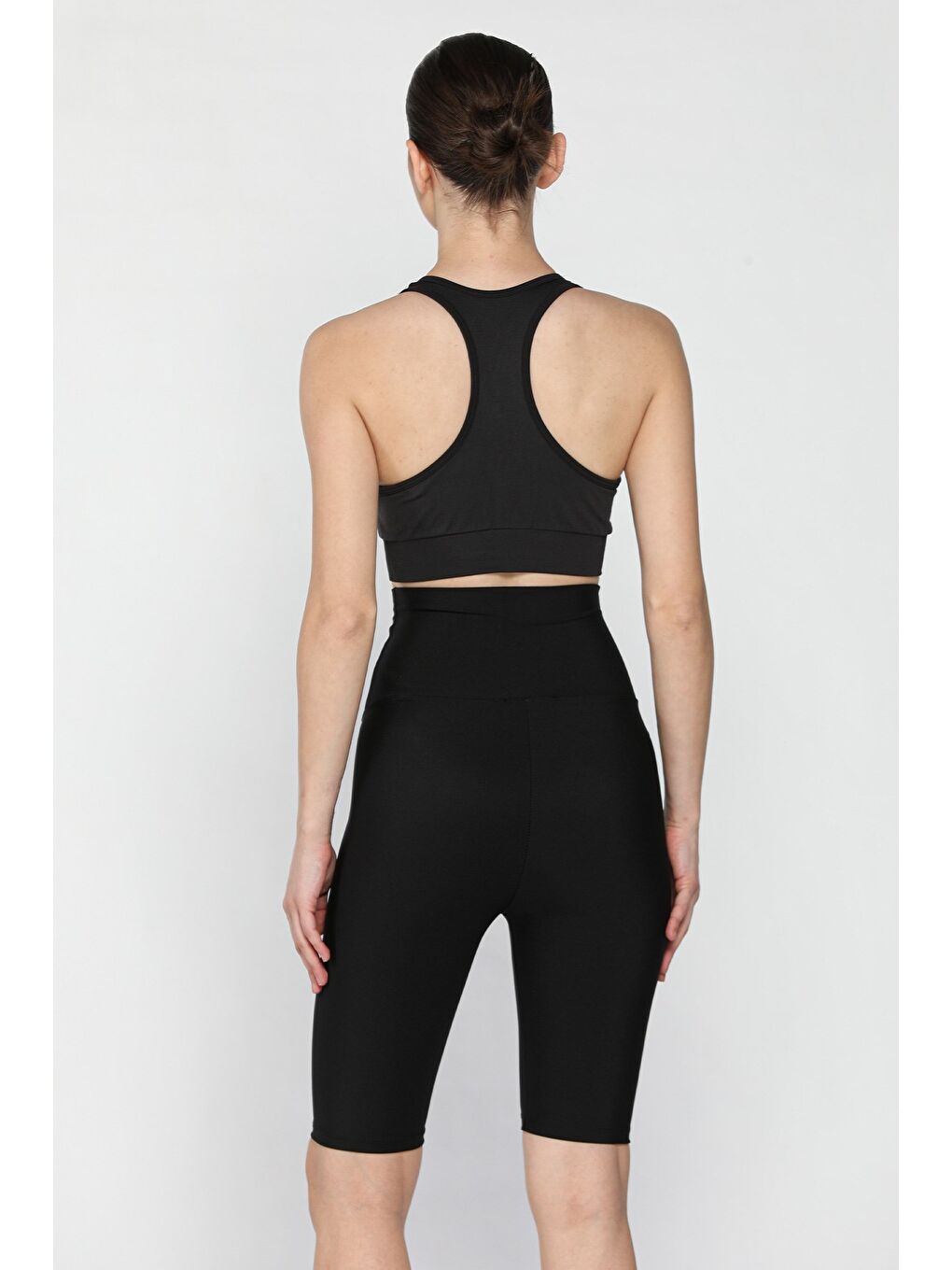 Siyah Kadın Yüksek Bel Agraflı Kısa Tayt-2