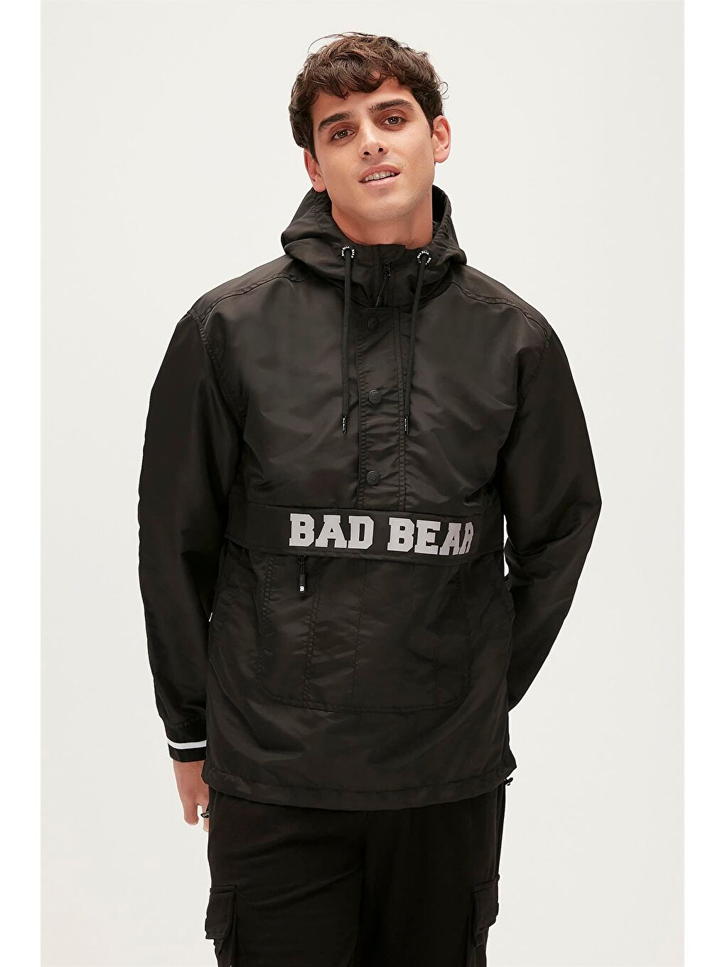 Bad Bear Siyah Hurricane Windbreaker Siyah Kanguru Cep Erkek Rüzgarlık - 1