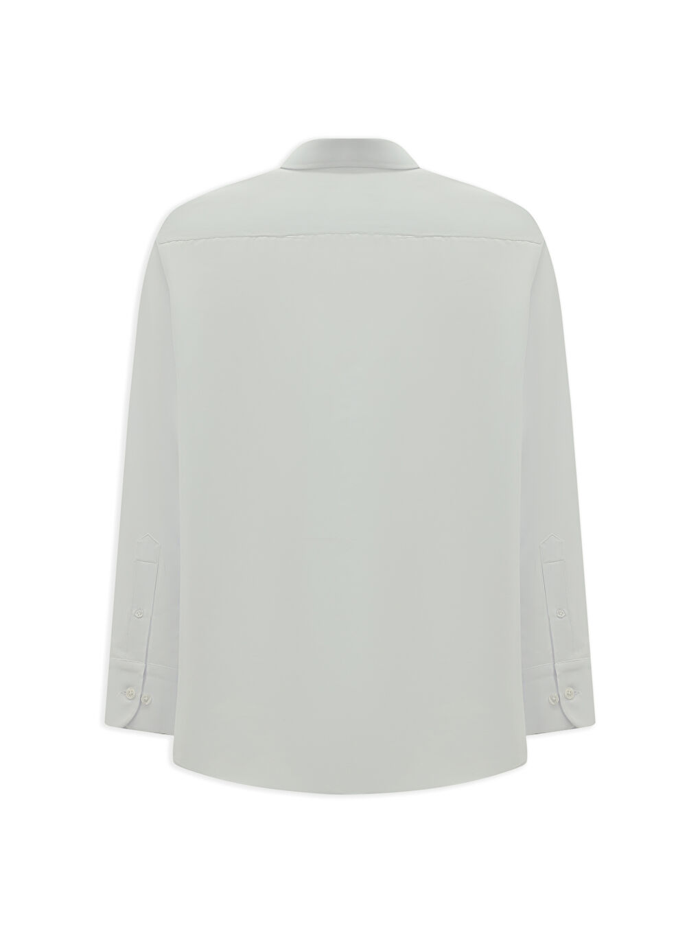 Beyaz Uzun Kol Regular Fit Düğmeli Yaka Pamuklu Kolay Ütülenebilir Gömlek-1