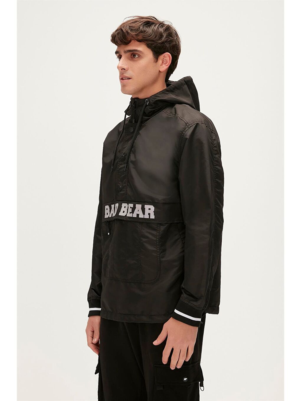 Bad Bear Siyah Hurricane Windbreaker Siyah Kanguru Cep Erkek Rüzgarlık - 4