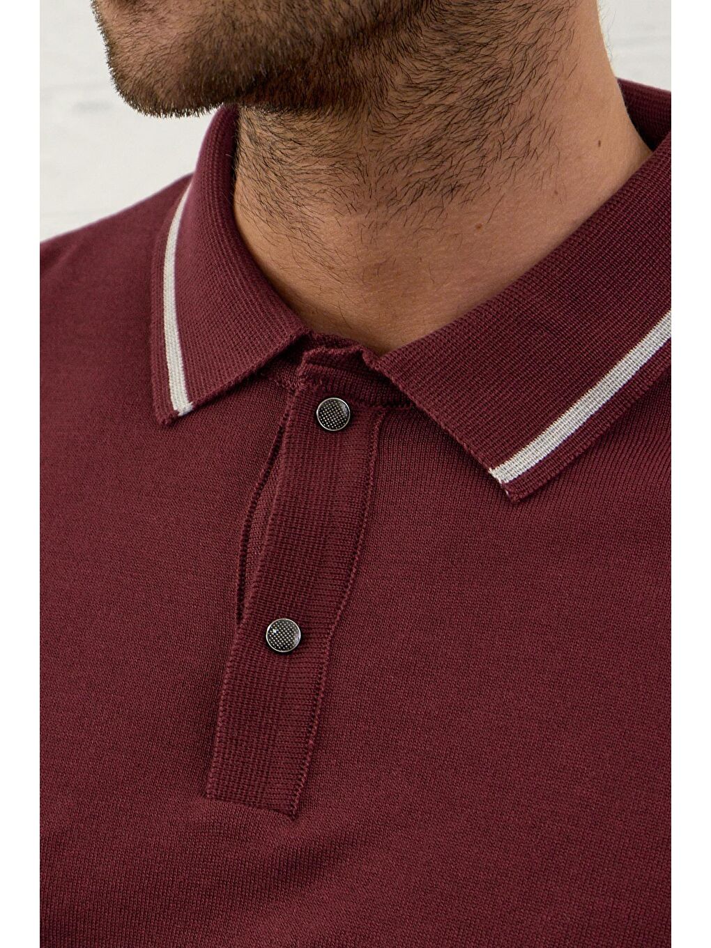 DANGER Bordo Erkek Çizgili  Slim-Fit Kalıp Yazlık Triko Tişört Bordo - 1