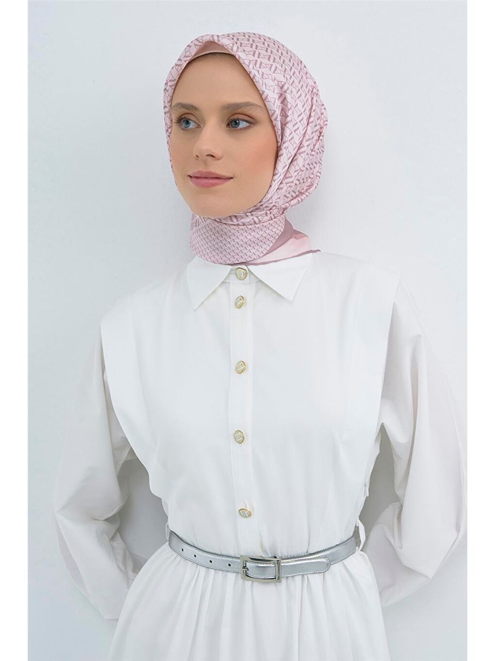 Pembe Saf İpek Sura Eşarp 9502D 83-1