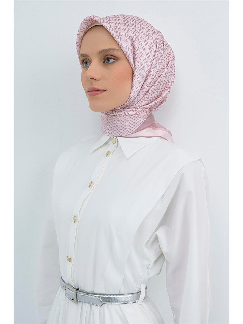 Pembe Saf İpek Sura Eşarp 9502D 83-2