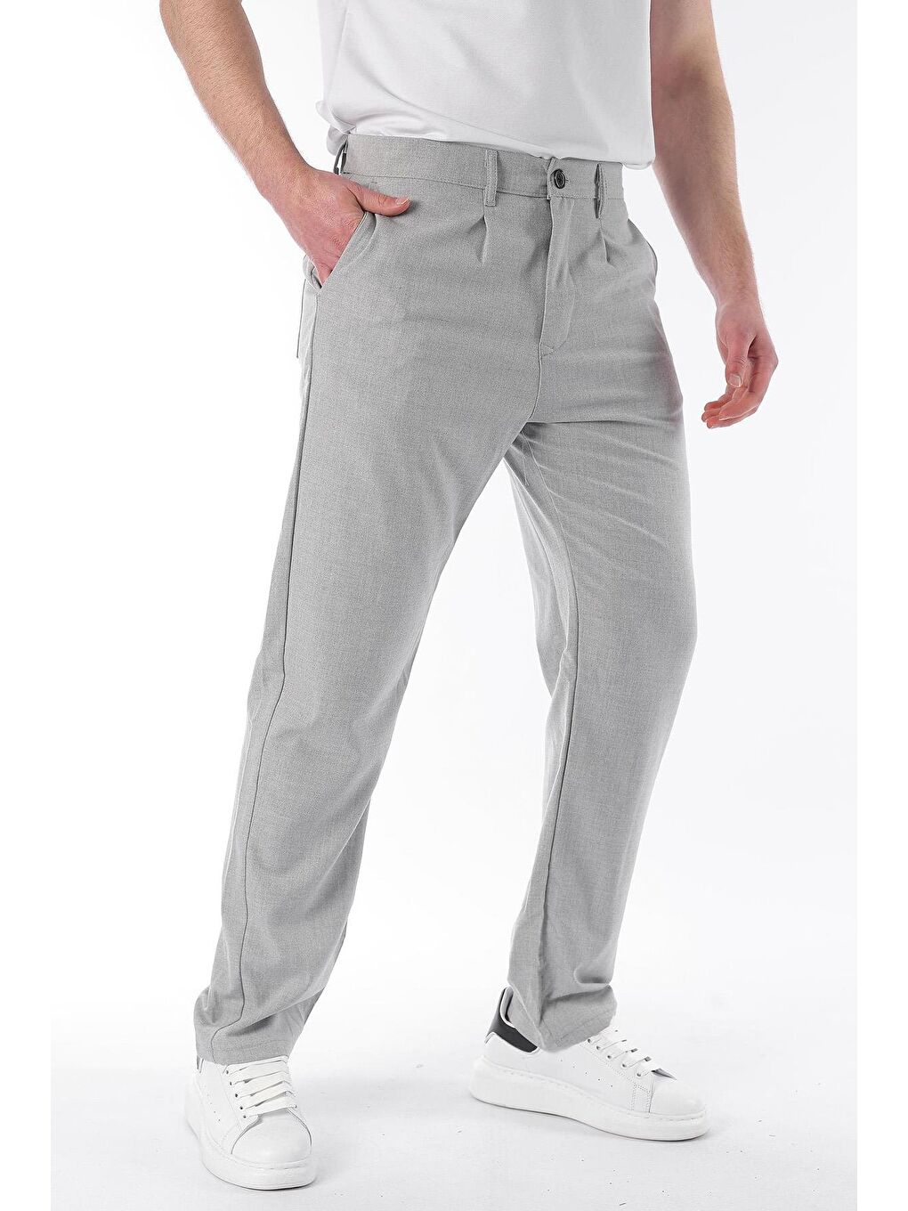 Gri Regular Fit Düz Kesim Yan Cepli Erkek Pantolon 6540-1