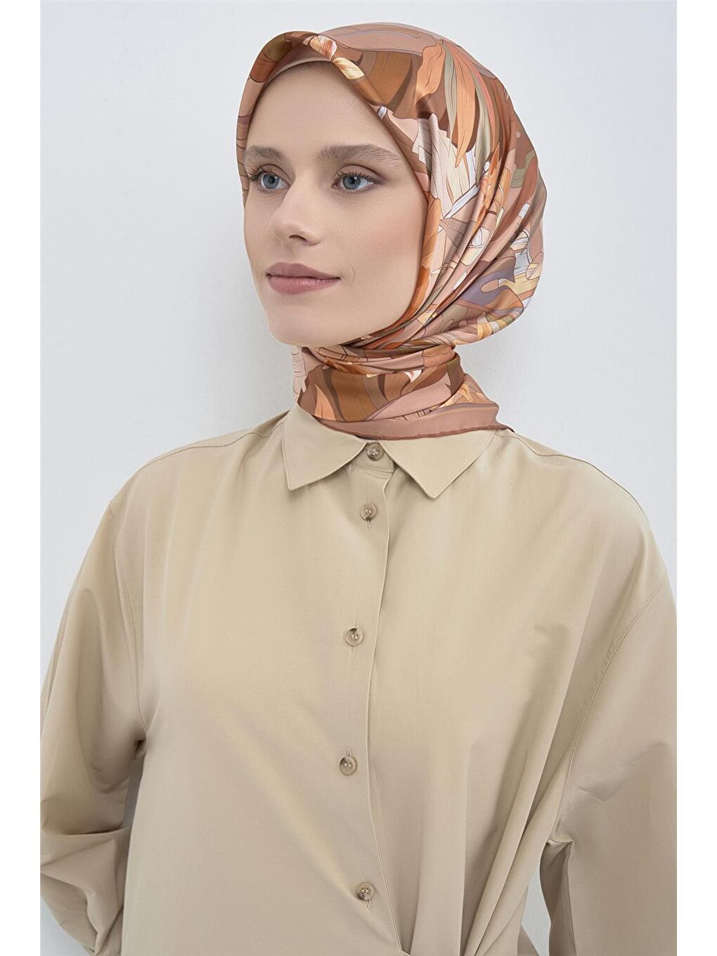 Turuncu Saf İpek Sura Eşarp 9500D 51-1