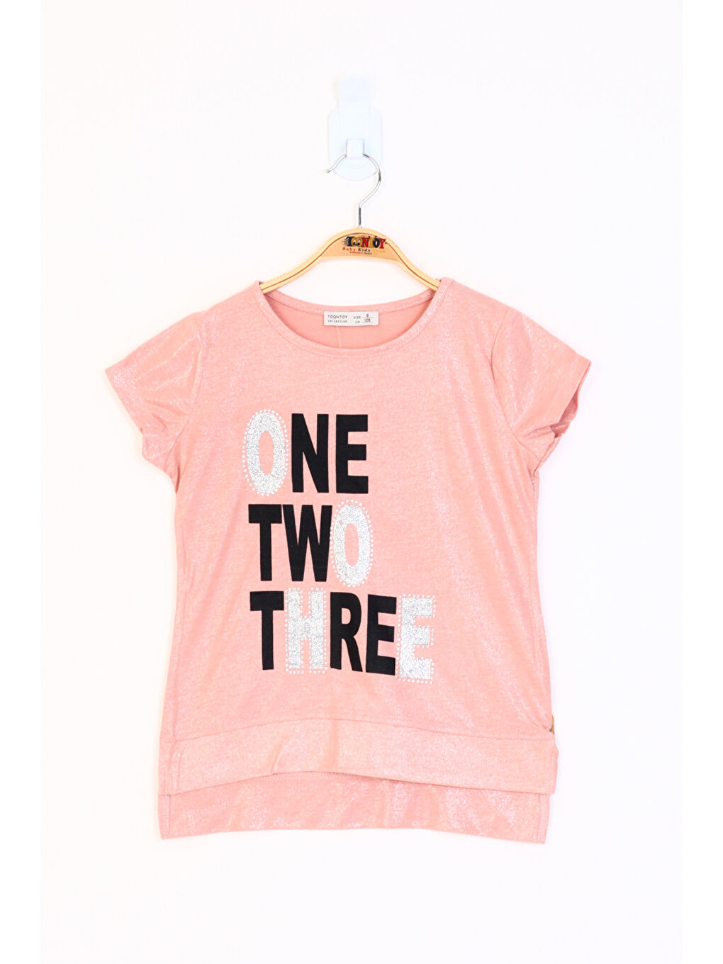Pembe Kız Çocuk Sim Detaylı Baskılı Tişört
