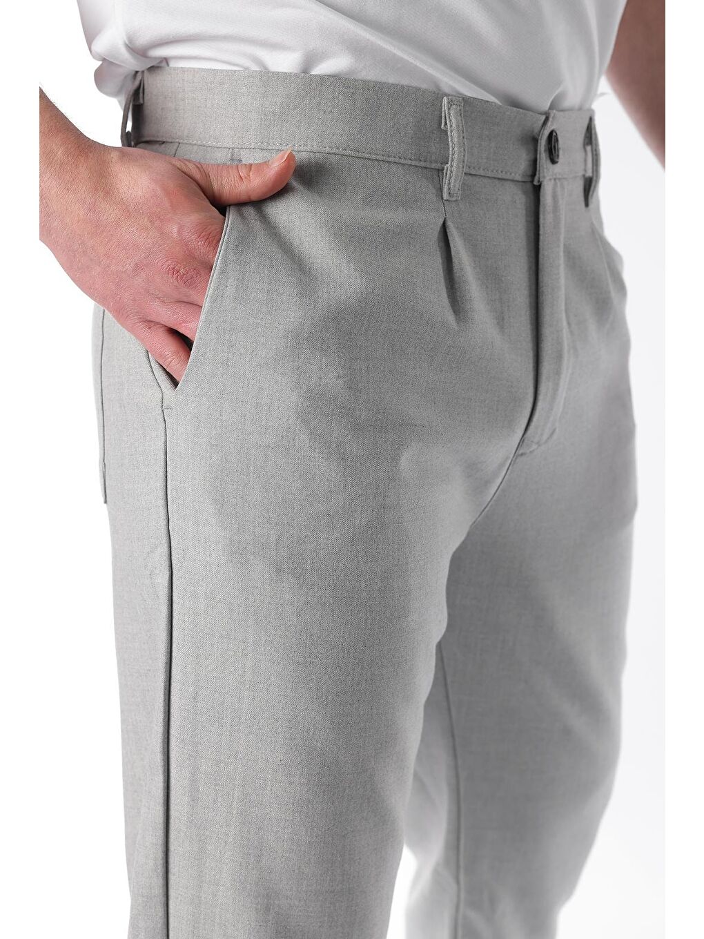 Gri Regular Fit Düz Kesim Yan Cepli Erkek Pantolon 6540-2