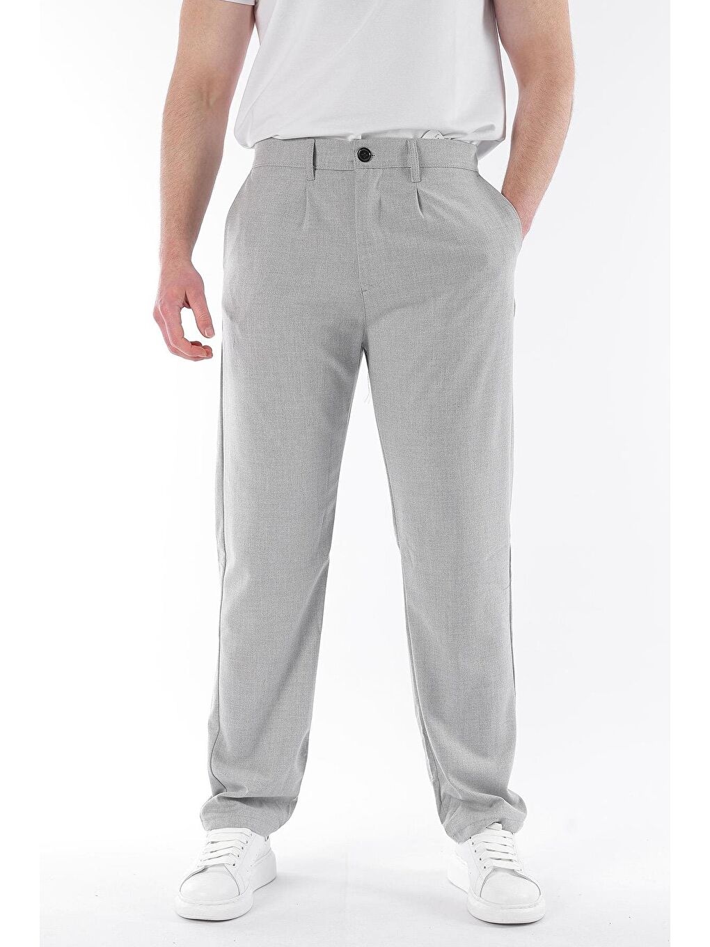 Gri Regular Fit Düz Kesim Yan Cepli Erkek Pantolon 6540-3
