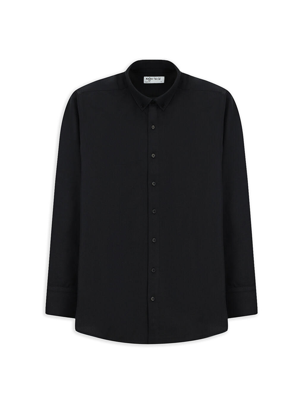 Siyah Uzun Kol Regular Fit Düğmeli Yaka Pamuklu Kolay Ütülenebilir Gömlek