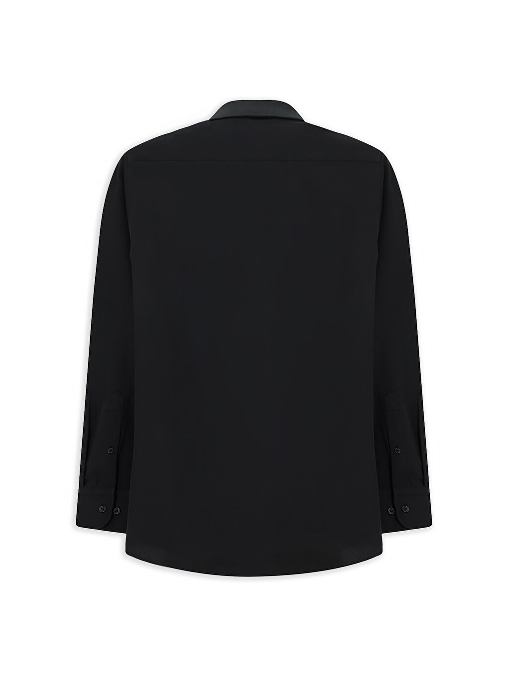 Siyah Uzun Kol Regular Fit Düğmeli Yaka Pamuklu Kolay Ütülenebilir Gömlek-1