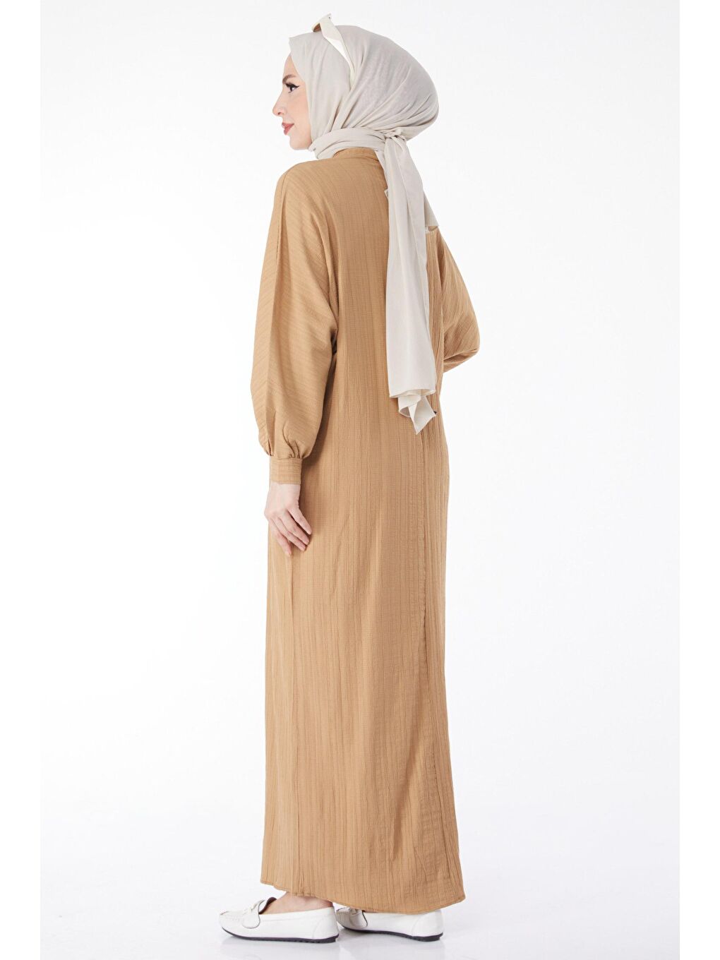 Bej Hakim Yaka Kadın Vizon Düğmeli Yarsa Kol Kap - 24745-4