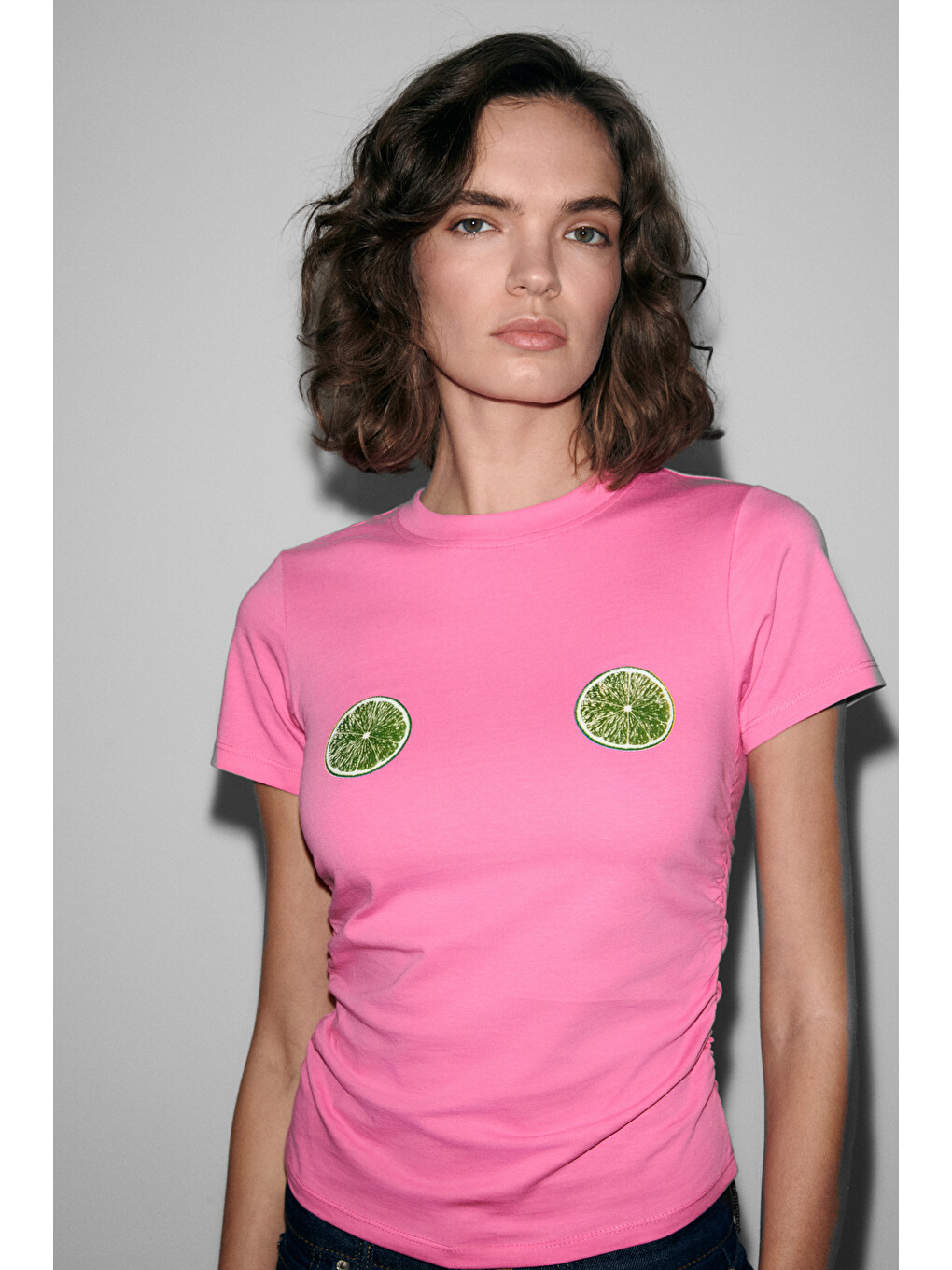 Vunıka Kadın Yumuşak Kumaşlı Baskı Detaylı Slim Fit Pembe T-shirt-1