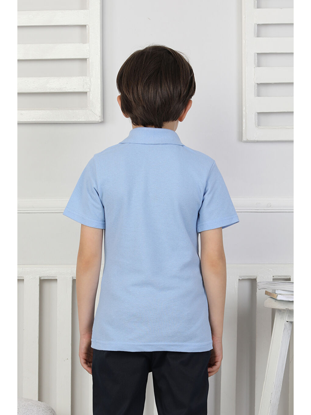 Mavi Erkek Çocuk %100 Pamuk Okul Tarz T-Shirt 5-13 Yaş 12273-3