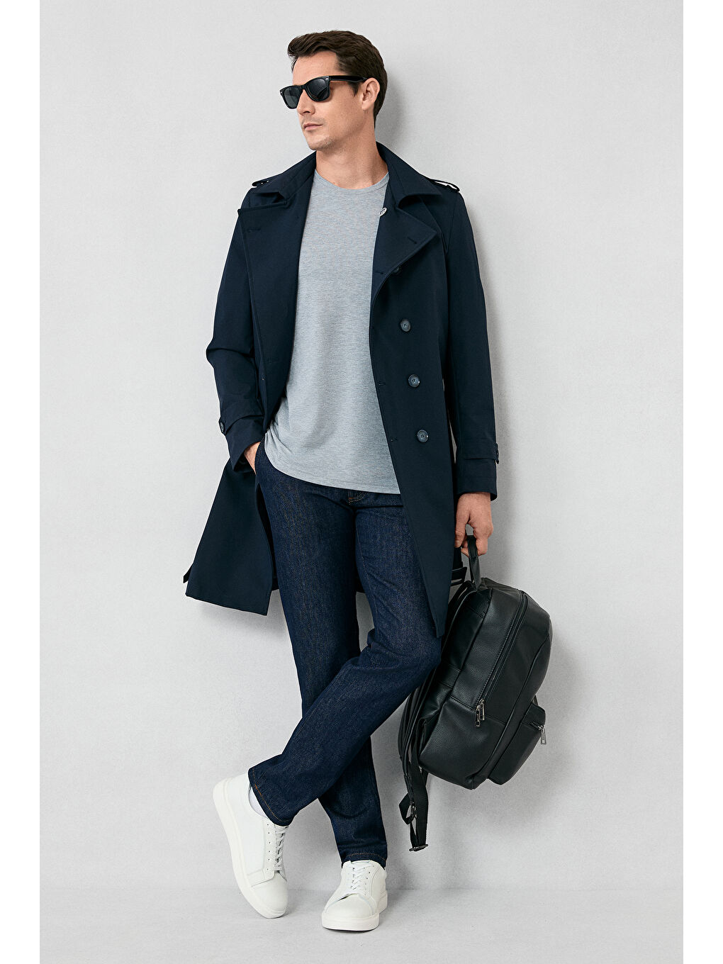 Gri Bisiklet Yaka Slim Fit Dar Kesim Süprem Pamuklu Basic Tişört-5