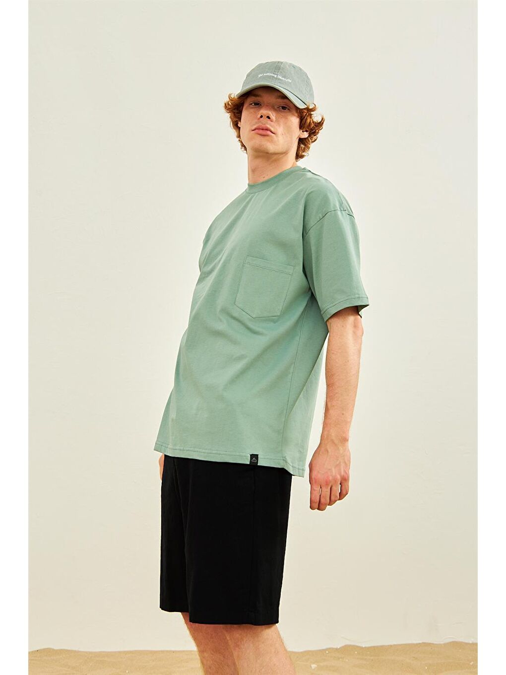 DANGER Yeşil Erkek Cepli Oversize T-shirt Mint - 1