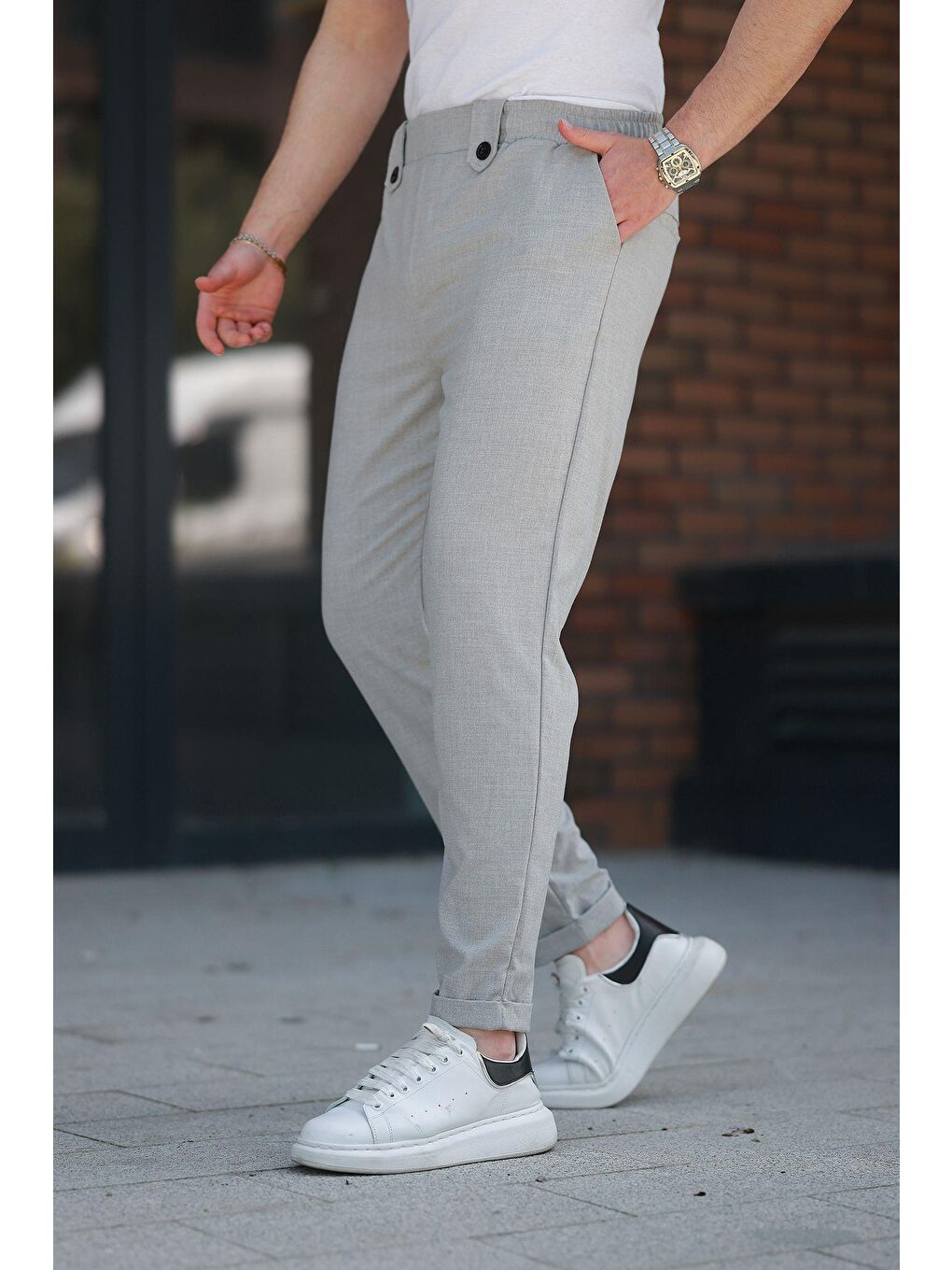 Gri Regular Fit Erkek Pantolon E6574-2
