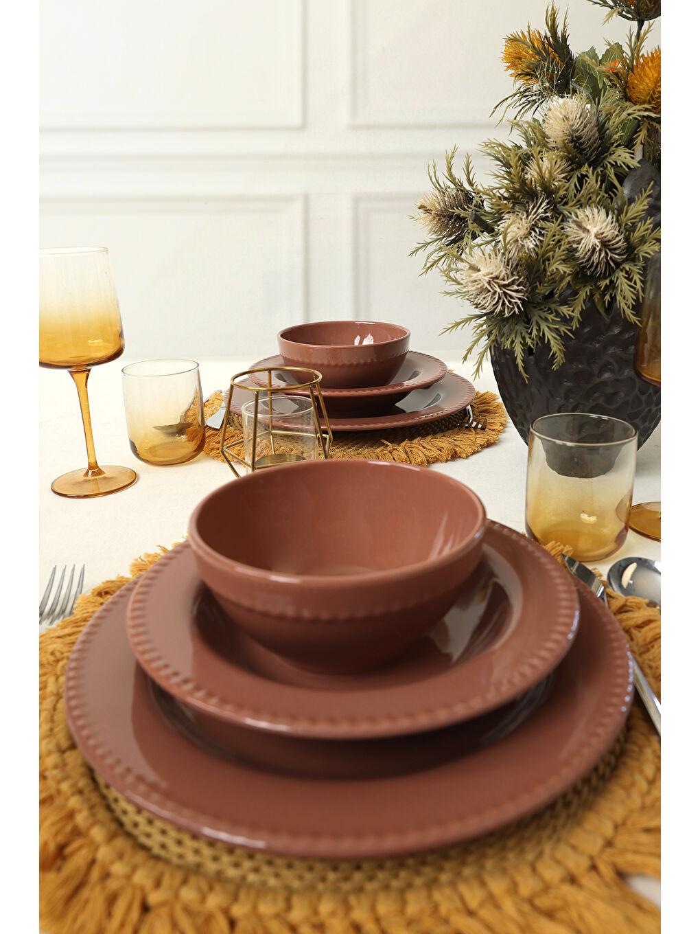 Kahverengi Bella Yemek Takımı 6 Parça 2 Kişilik-1