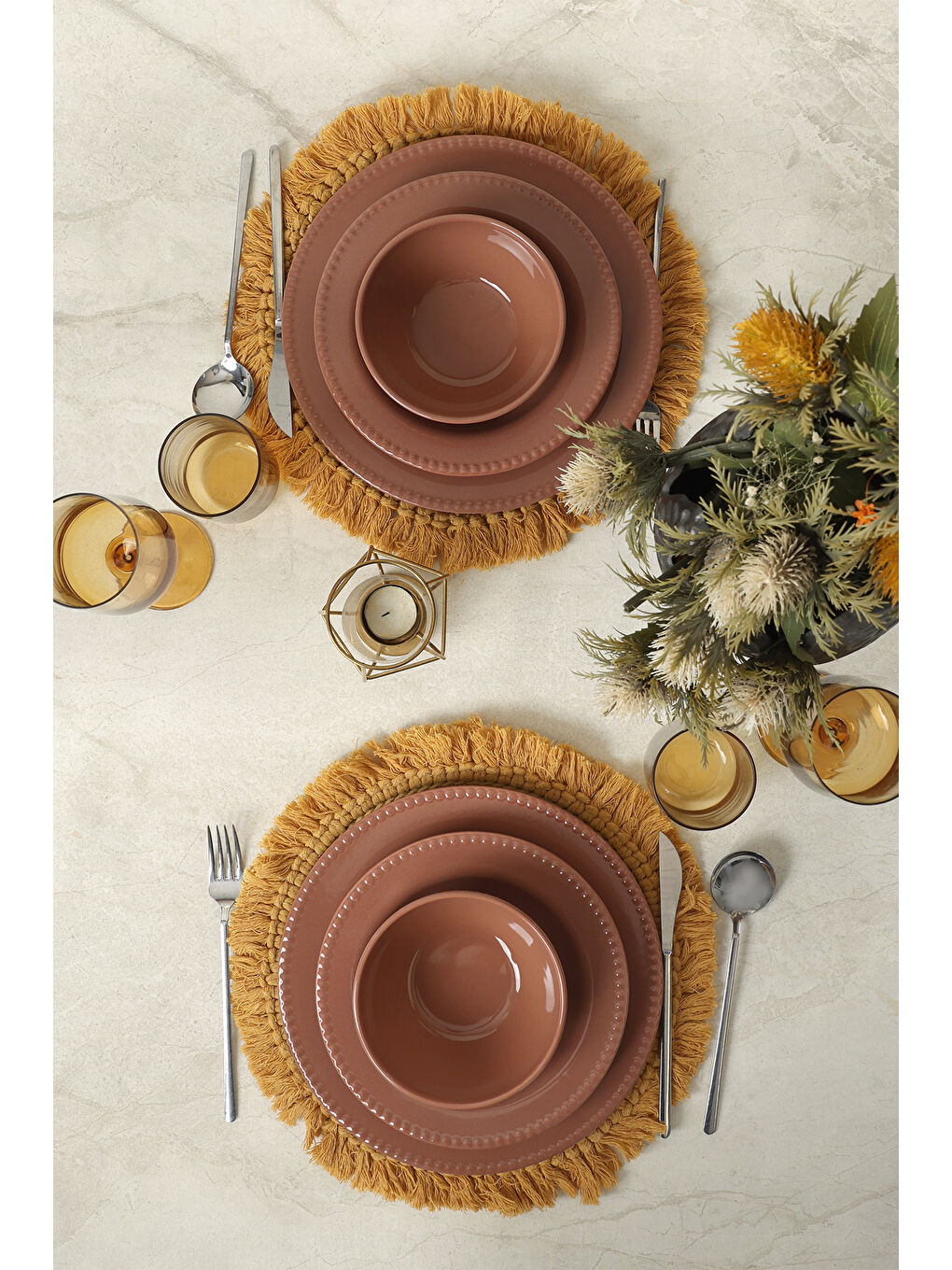 Kahverengi Bella Yemek Takımı 6 Parça 2 Kişilik-2