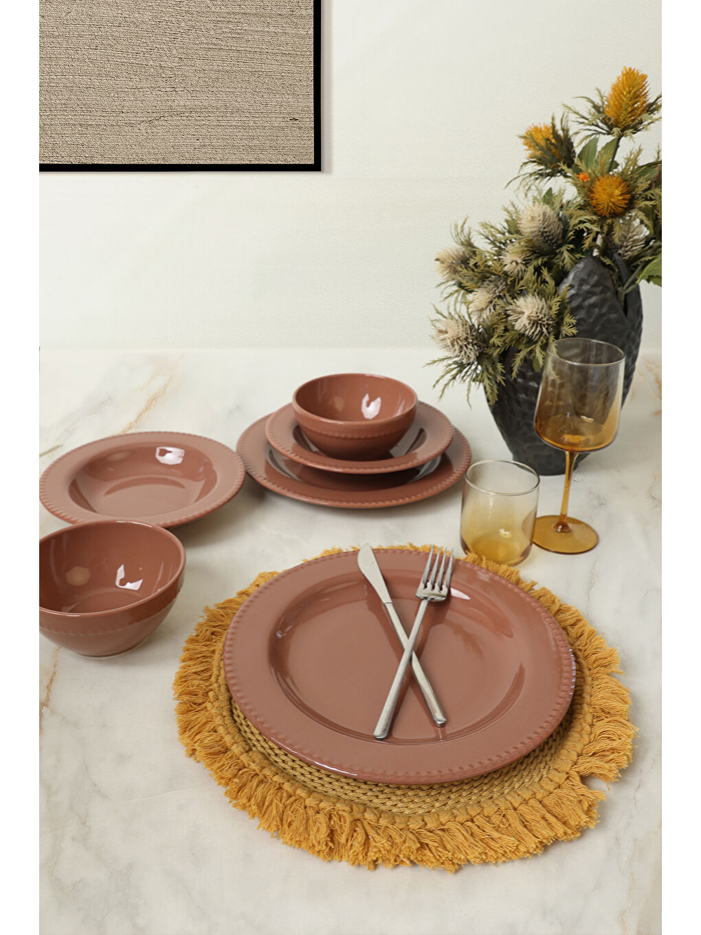 Kahverengi Bella Yemek Takımı 6 Parça 2 Kişilik-3