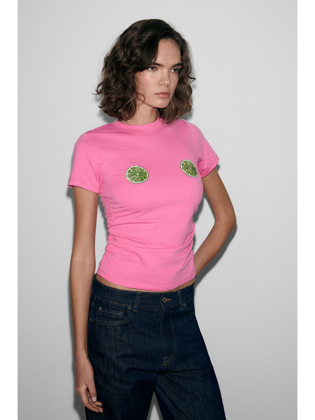 Vunıka Kadın Yumuşak Kumaşlı Baskı Detaylı Slim Fit Pembe T-shirt-2