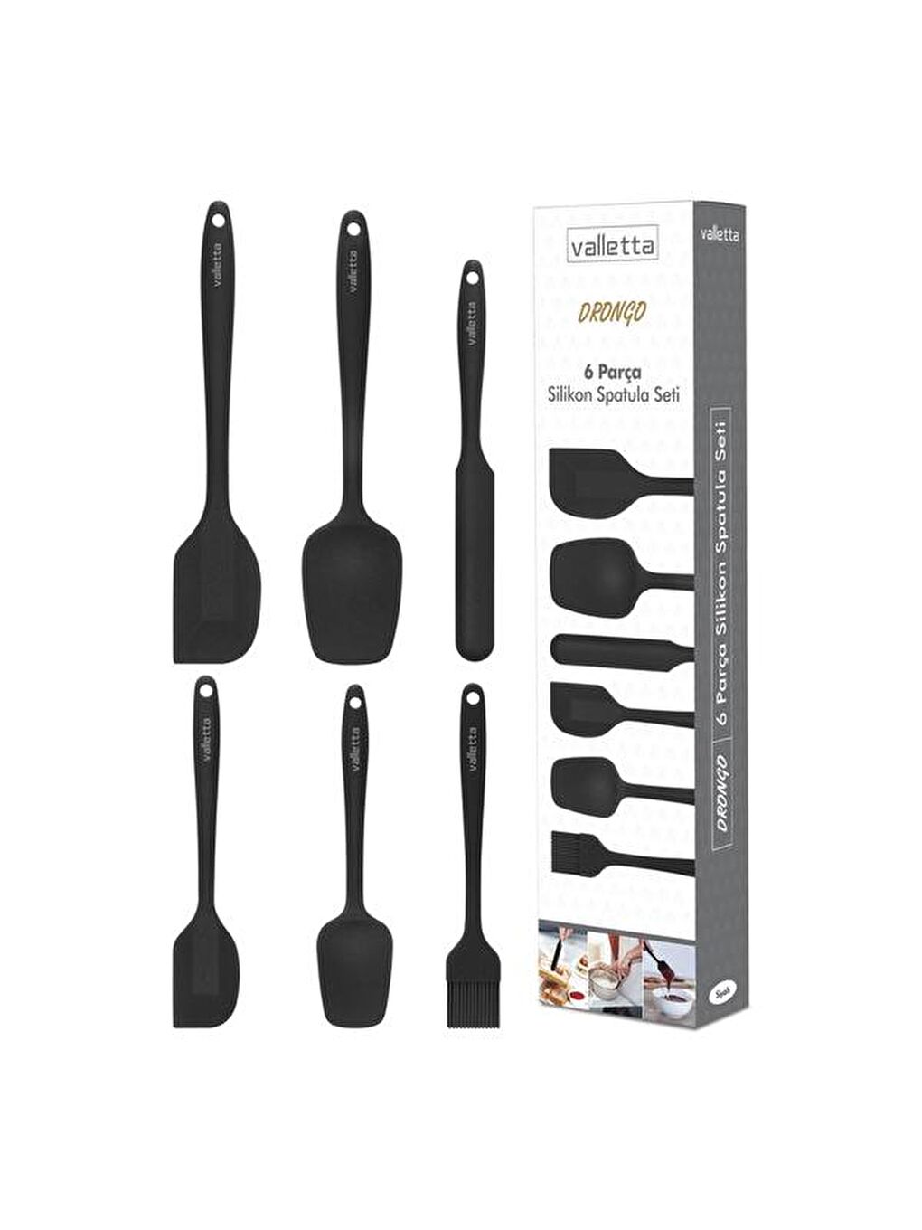 Drongo 6'lı Spatula Seti - Siyah-1