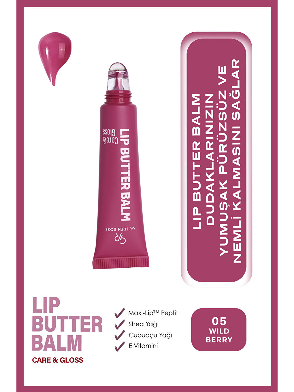 Lip Butter Balm No: 05 Wild Berry - Nemlendirici ve Parlatıcı Dudak Balmı