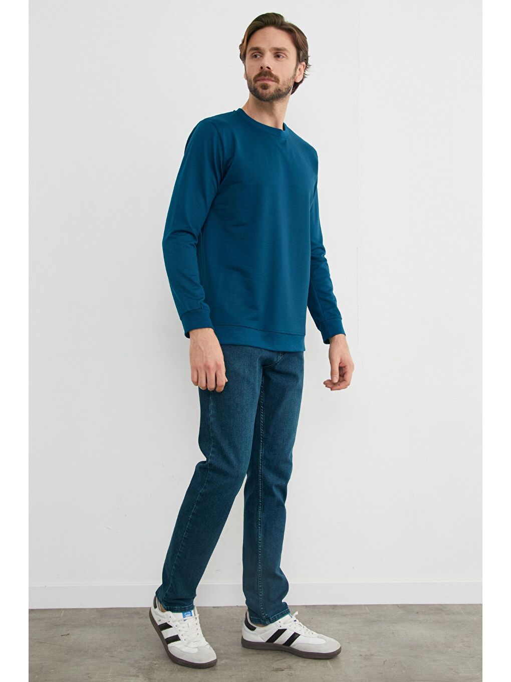İndigo Basic Bisiklet Yaka Sweatshirt-1