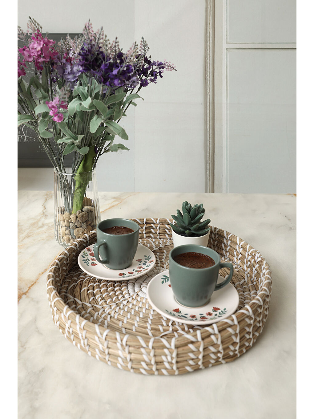 Karışık Çiçek Magic Kahve Takımı 4 Parça 2 Kişilik