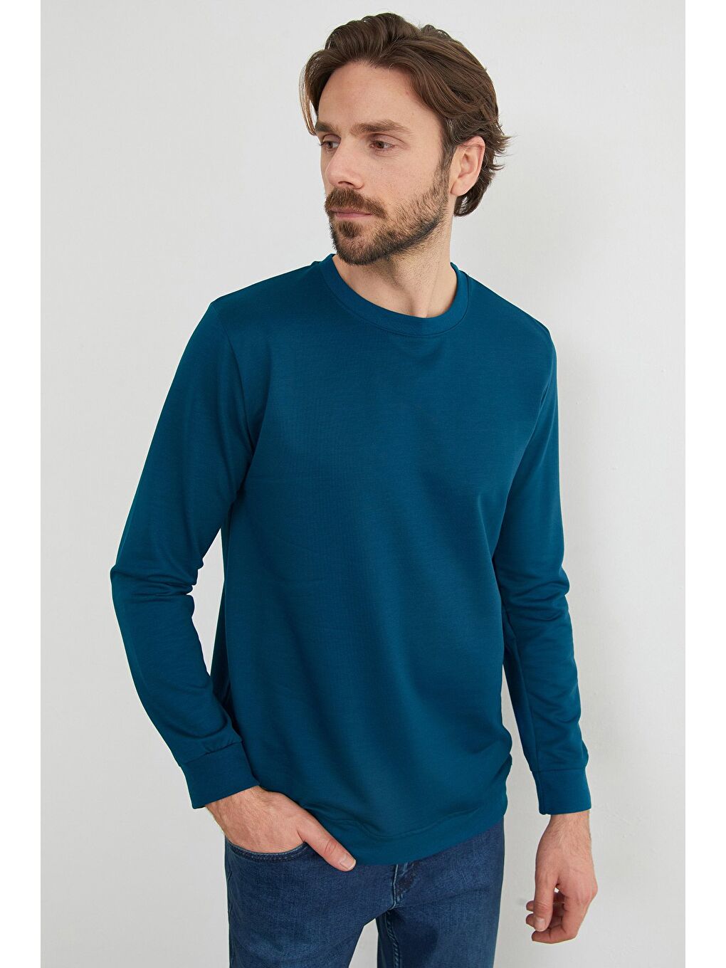 İndigo Basic Bisiklet Yaka Sweatshirt-2