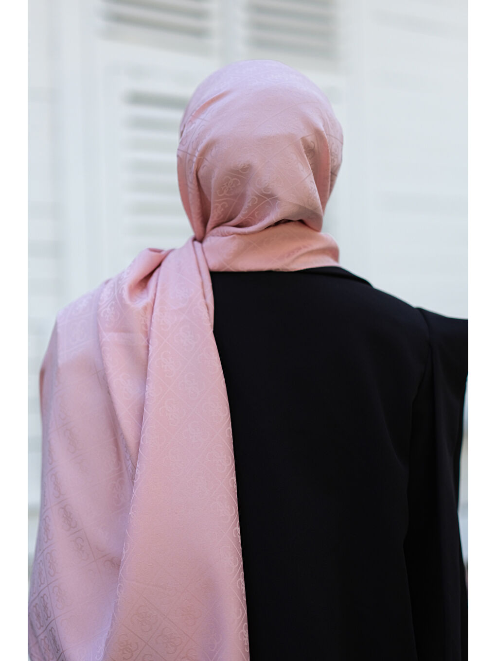 Locco Moda Pembe Monogram Şal Pudra - 3