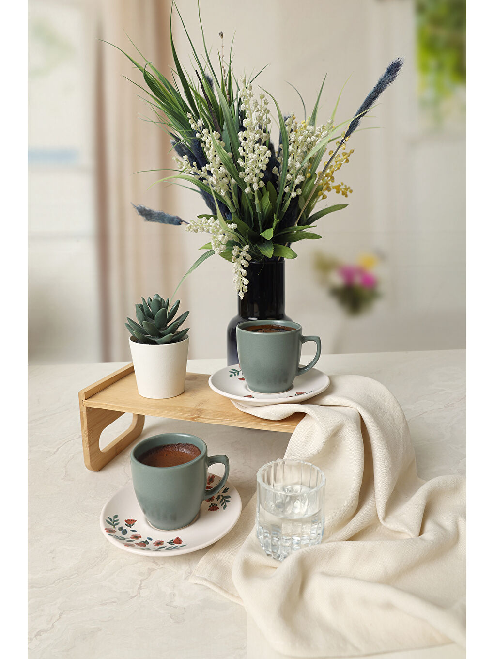 Karışık Çiçek Magic Kahve Takımı 4 Parça 2 Kişilik-1