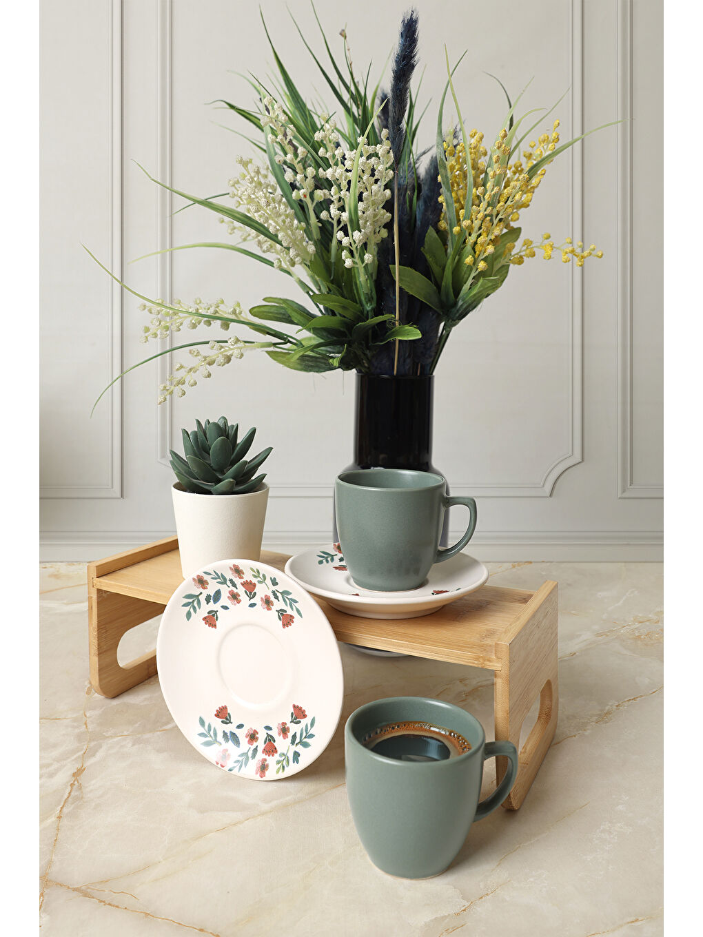 Karışık Çiçek Magic Kahve Takımı 4 Parça 2 Kişilik-2