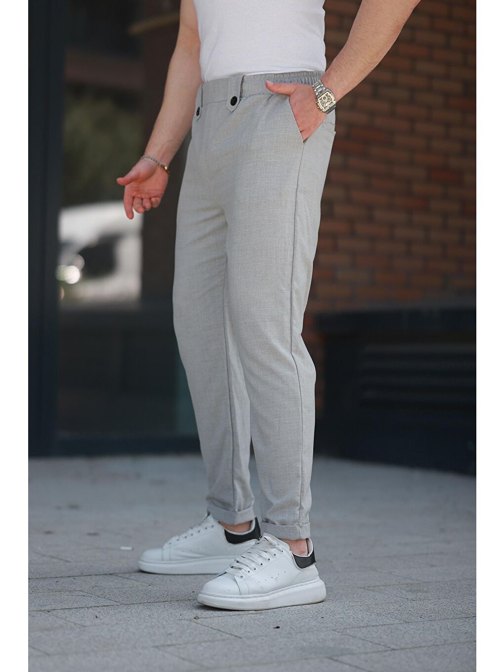 Gri Regular Fit Erkek Pantolon E6574-4