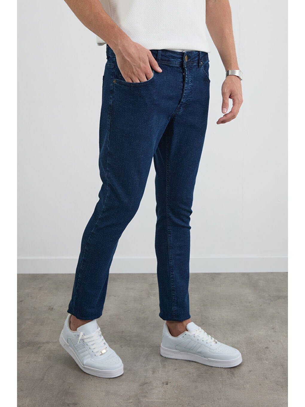 Mavi Fermuarlı Skinny Jean Pantolon