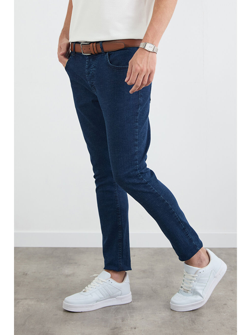 Mavi Fermuarlı Skinny Jean Pantolon-1