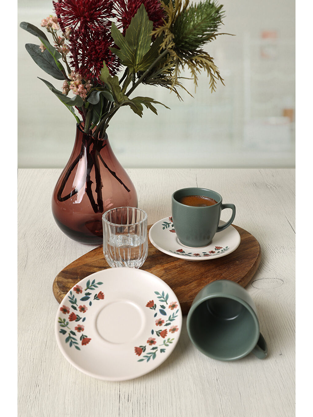 Karışık Çiçek Magic Kahve Takımı 4 Parça 2 Kişilik-3